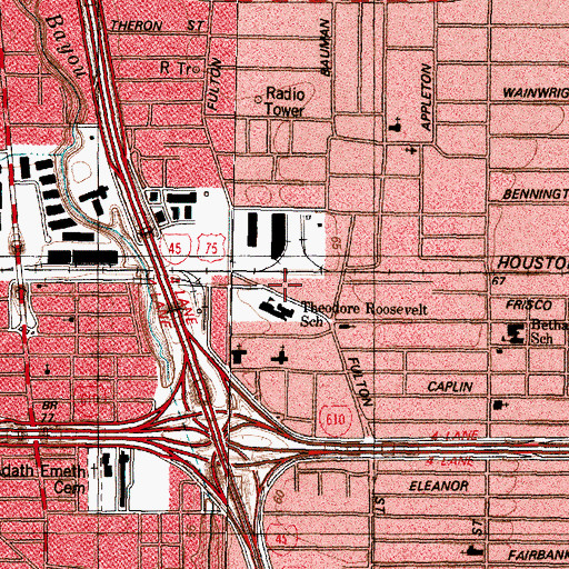 Topographic Map of Roosevelt Elementary SPARK Park Trail, TX