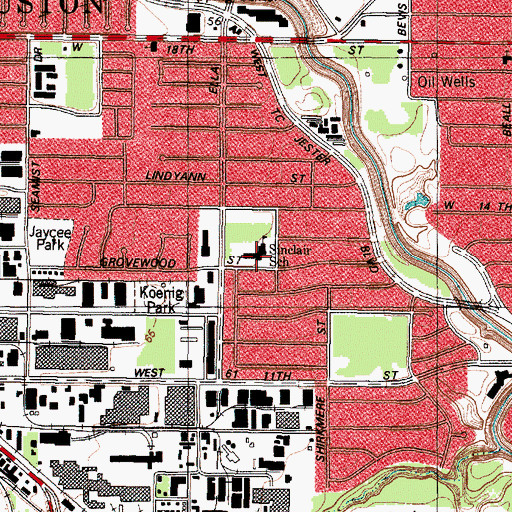 Topographic Map of Sinclair Elementary SPARK Park Trail, TX