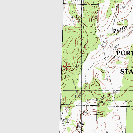 Topographic Map of Purtis Creek State Park Trail, TX