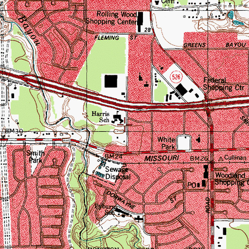 Topographic Map of R P Harris Elementary SPARK Park Trail, TX