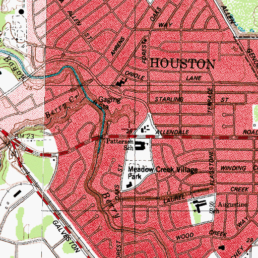 Topographic Map of Patterson Elementary SPARK Park Trail, TX