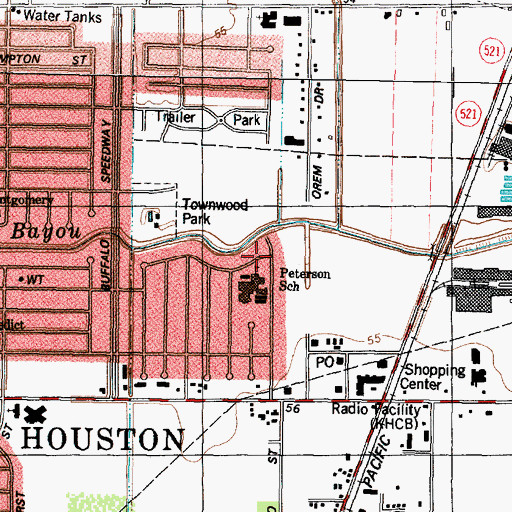 Topographic Map of Petersen Elementary SPARK Park Trail, TX