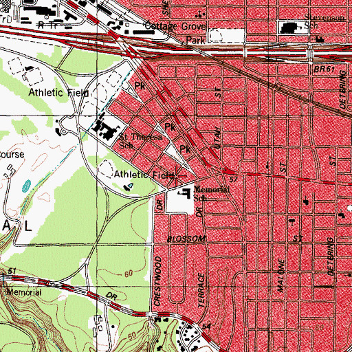 Topographic Map of Memorial Elementary SPARK Park Trail, TX