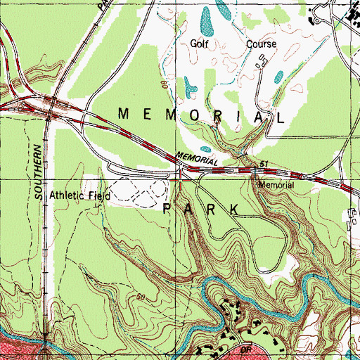 Topographic Map of Memorial Park Jogging Trail, TX