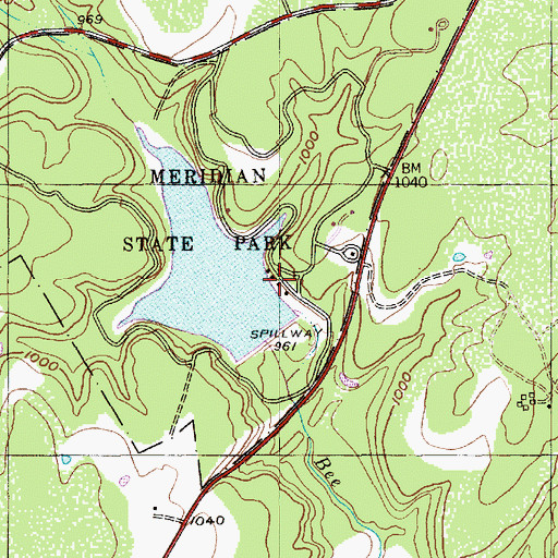 Topographic Map of Meridian State Park Trail, TX