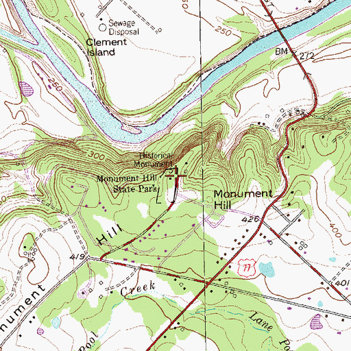 Topographic Map of Monument Hill and Kreische Brewery Nature Trail, TX