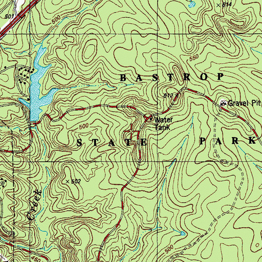 Topographic Map of Lost Pines Trail, TX