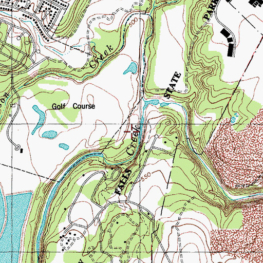 Topographic Map of Lower Falls Trail, TX