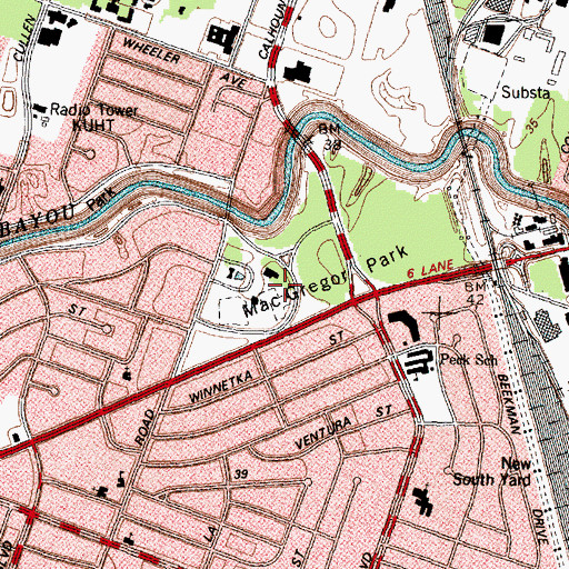 Topographic Map of MacGregor Park Trail, TX