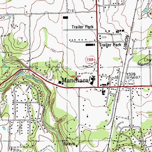 Topographic Map of Manchaca School Jogging Trail, TX