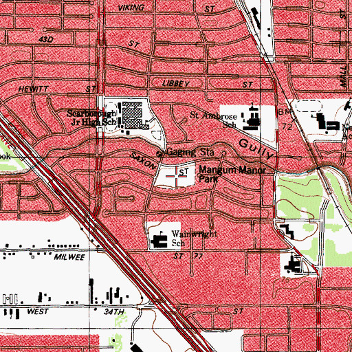 Topographic Map of Mangum Manor Park Trail, TX