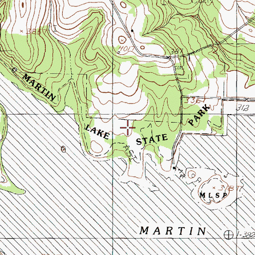 Topographic Map of Martin Creek Lake State Park Trail, TX
