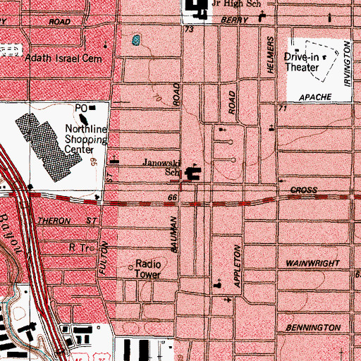 Topographic Map of Janowski Elementary SPARK Park Trail, TX