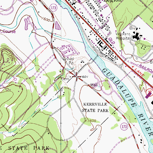 Topographic Map of Kerrville - Schreiner State Park Trail, TX