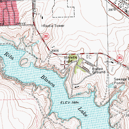 Topographic Map of Lake Rita Blanca State Park Trail, TX