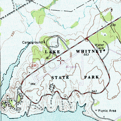 Topographic Map of Lake Whitney State Park Hiking Trail, TX