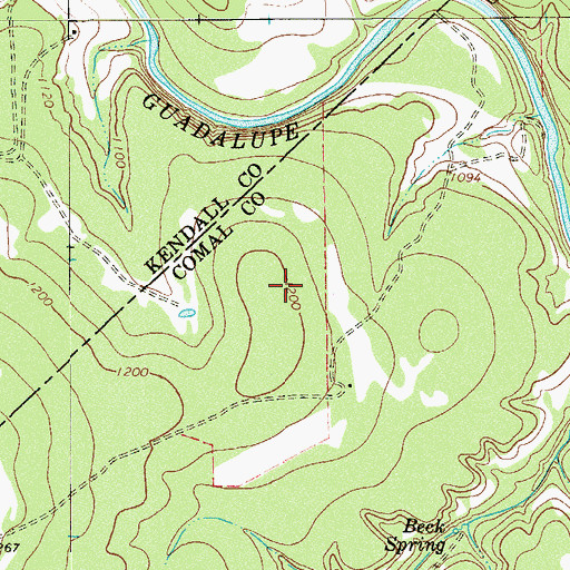 Topographic Map of Guadalupe River State Park Trail, TX