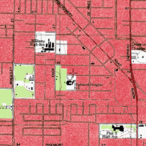 Topographic Map of Highland Heights Elementary SPARK Park Trail, TX