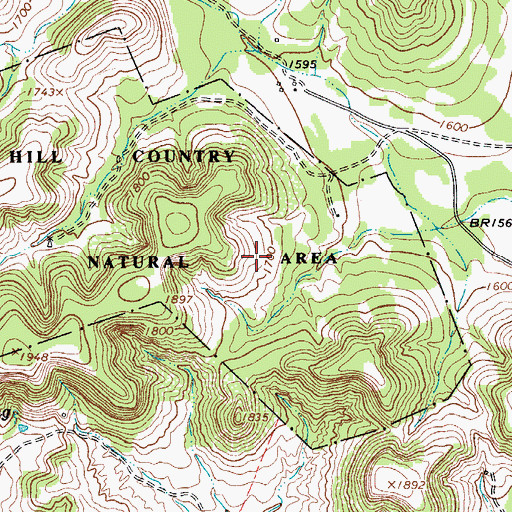 Topographic Map of Hill Country State Natural Area Trail, TX