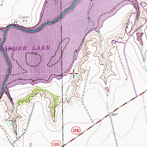 Topographic Map of Granger Lake - Taylor Park Trail, TX