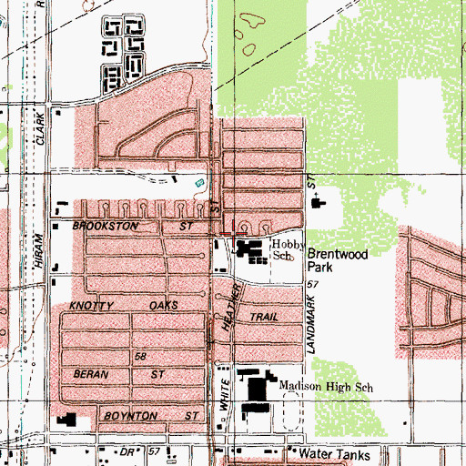 Topographic Map of Hobby Elementary SPARK Park Trail, TX