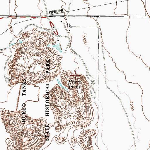 Topographic Map of Hueco Tanks State Historical Park Trail, TX
