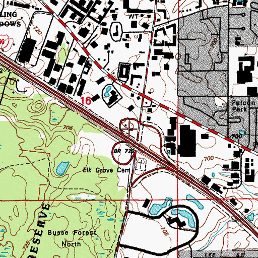 Topographic Map of Elk Grove Township Hall, IL