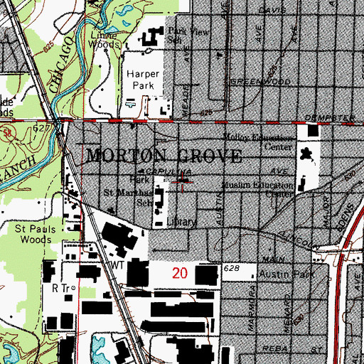 Topographic Map of Morton Grove Village Hall, IL