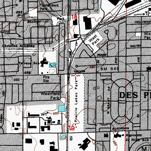 Topographic Map of Prairie Lakes Community Center, IL