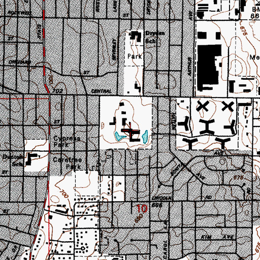 Topographic Map of The Moorings Retirement Center, IL