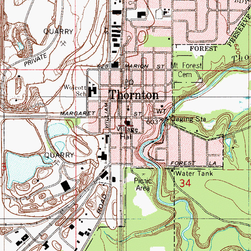 Topographic Map of Thornton Village Hall, IL