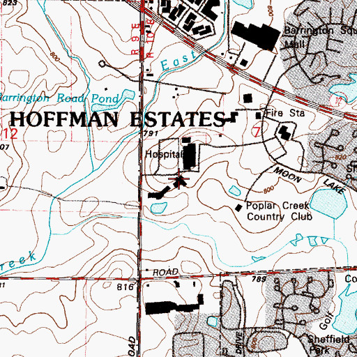 Topographic Map of Alden Poplar Creek Convalescent Center, IL