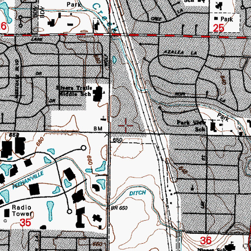 Topographic Map of Brentwood Square Shopping Center, IL