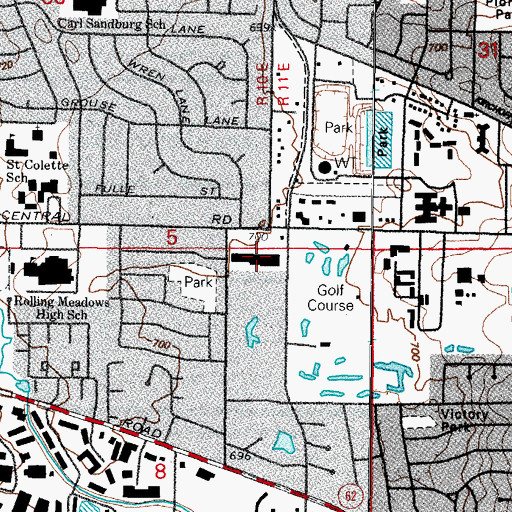 Topographic Map of Central Plaza Shopping Center, IL