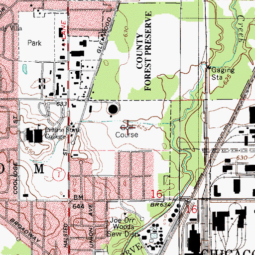 Topographic Map of Chicago Heights Park District Golf Course, IL