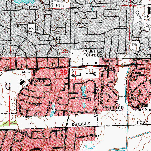 Topographic Map of Cross Creek Commons Shopping Center, IL