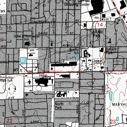 Topographic Map of Dempster Plaza Shopping Center, IL