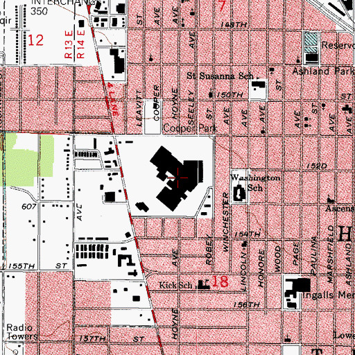 Topographic Map of Dixie Square Mall Shopping Center (historical), IL