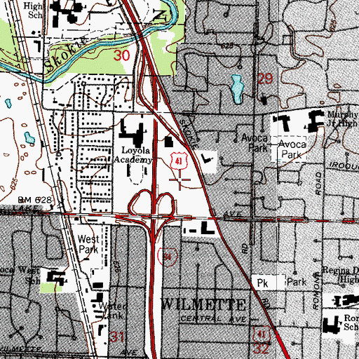 Topographic Map of Edens Shopping Center, IL