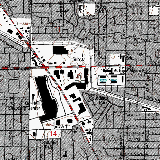 Topographic Map of Four Flags Shopping Center, IL