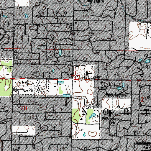 Topographic Map of Glenbrook Plaza Shopping Center, IL