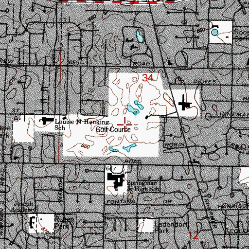 Topographic Map of Glenview Park District Golf Course, IL
