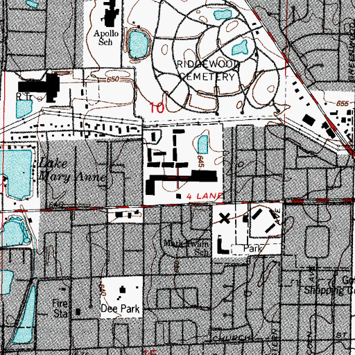 Topographic Map of Golf Glen Shopping Center, IL