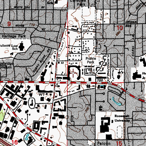 Topographic Map of International Plaza Shopping Center, IL