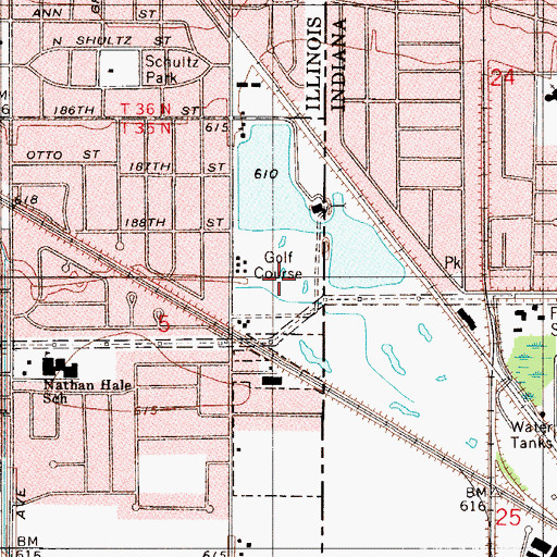 Topographic Map of Lansing Country Club, IL