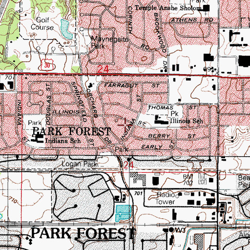 Topographic Map of Lincolnwood Shopping Center, IL