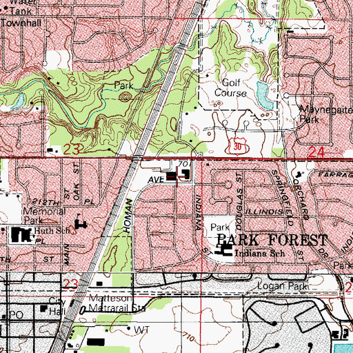 Topographic Map of Lincolnwood West Shopping Center, IL