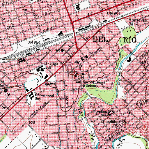 Topographic Map of Val Verde County Jail, TX