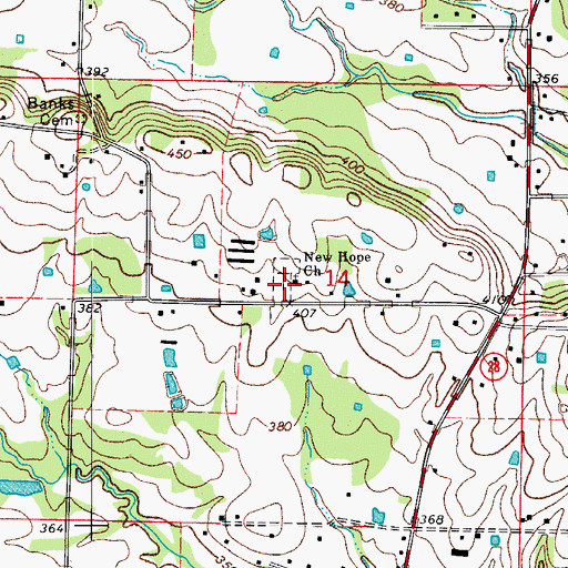 Topographic Map of New Hope Cemetery, AR