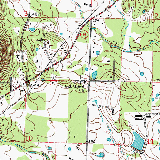 Topographic Map of Oak Grove Methodist Church Cemetery, AR